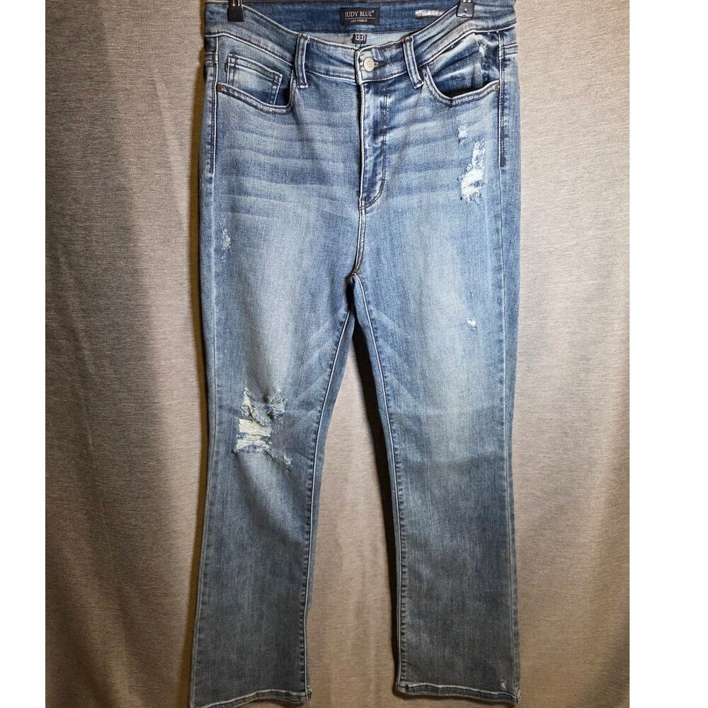 Judy Blue Boot Cut Jeans Distressed Medium JB82405MD Womenโs Size 13/31